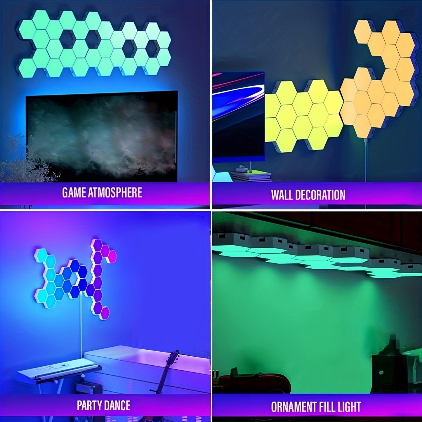 Nimzo RGB LED Hexagon Wall Lights