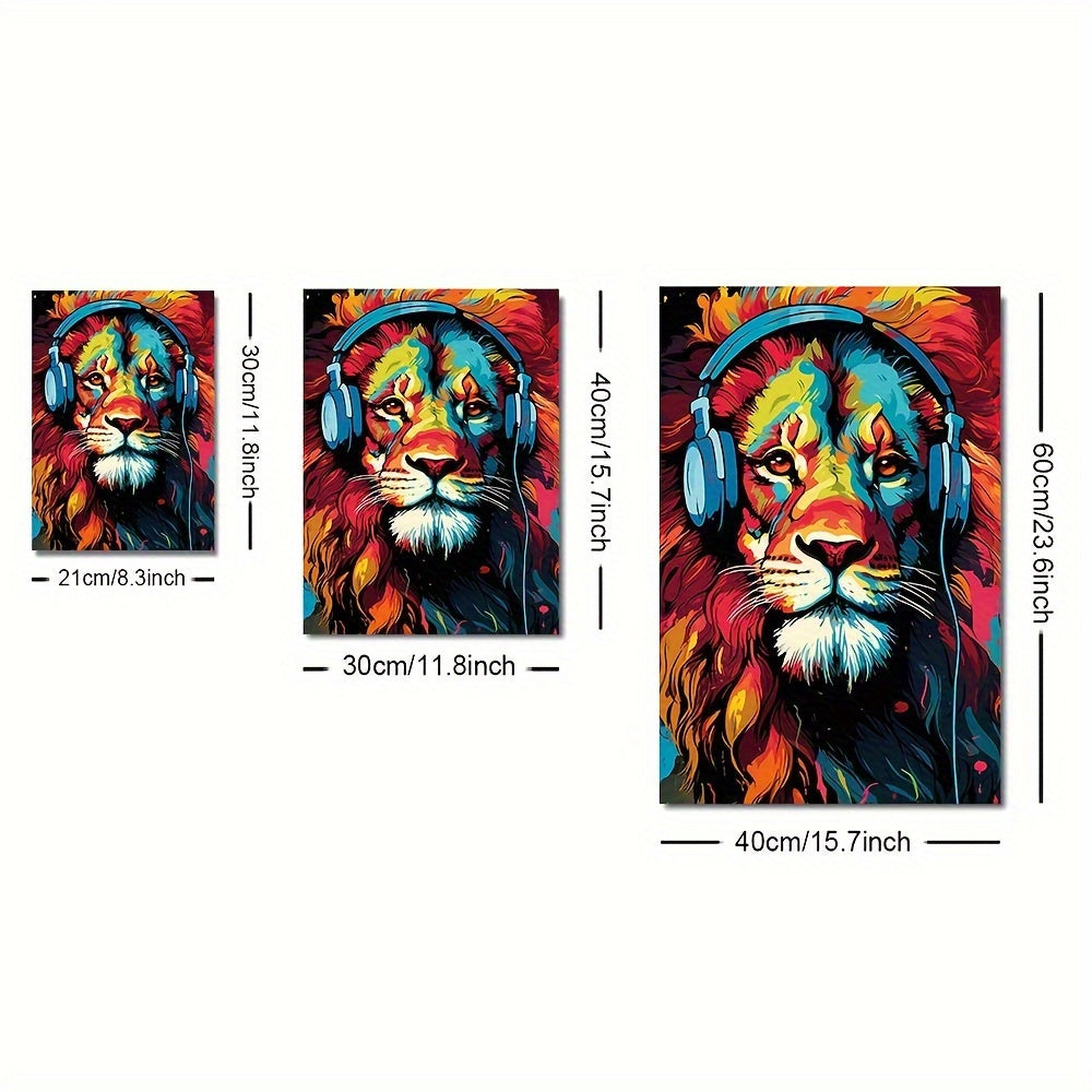 3-Piece Earphone Animal Canvas Art -Tiger Wolf Chimpanzee Prints